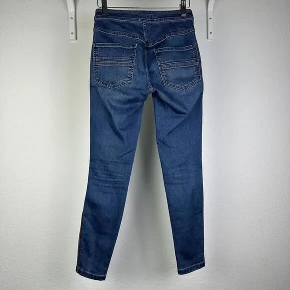 Size W25 Womens Free People Blue Wash Skinny Jeans Stretched Denim - Picture 3 of 5
